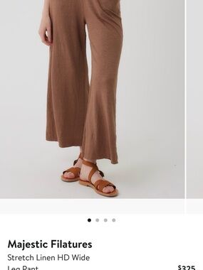 Majestic Filatures Brown Stretch Linen Wide-Leg Pants size 3 NWOT